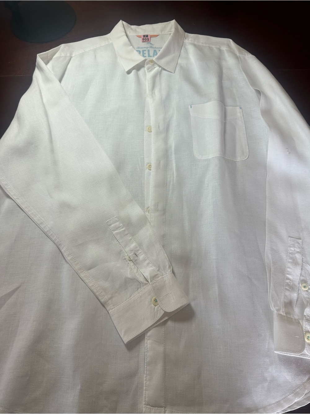 Linen Tommy Bahama Men's White Long-Sleeve Button-Down Shirt